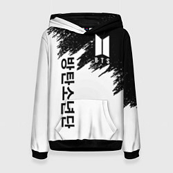 Толстовка-худи женская BTS: White & Black, цвет: 3D-черный