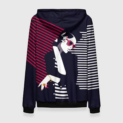 Женская толстовка Стильная женщина - поп арт / 3D-Черный – фото 2