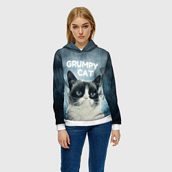 Толстовка-худи женская Grumpy Cat, цвет: 3D-белый — фото 2
