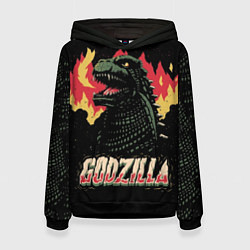 Толстовка-худи женская Flame Godzilla, цвет: 3D-черный