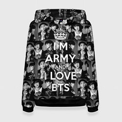 Толстовка-худи женская I am army and I lover BTS, цвет: 3D-черный