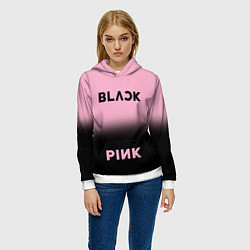 Толстовка-худи женская Blackpink - розово-черный, цвет: 3D-белый — фото 2