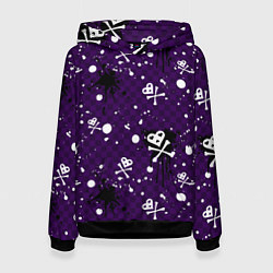Толстовка-худи женская Эмо 2007 фиолетовый фон, цвет: 3D-черный