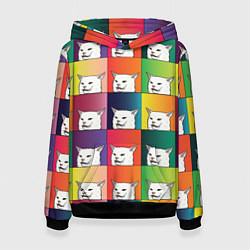 Толстовка-худи женская Woman Yelling at Cat, цвет: 3D-черный