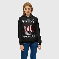 Толстовка-худи женская Vikings Valhalla, цвет: 3D-черный — фото 2