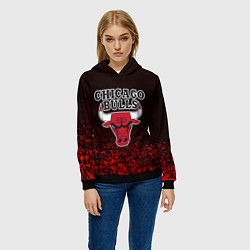 Толстовка-худи женская CHICAGO BULLS, цвет: 3D-черный — фото 2