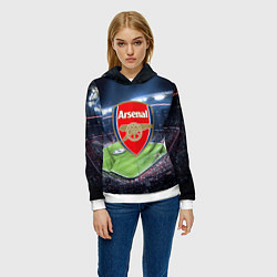 Толстовка-худи женская FC Arsenal, цвет: 3D-белый — фото 2