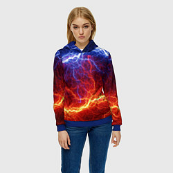 Толстовка-худи женская Лёд и огонь, цвет: 3D-синий — фото 2