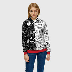 Толстовка-худи женская LIL PEEP LOGOBOMBING, цвет: 3D-красный — фото 2