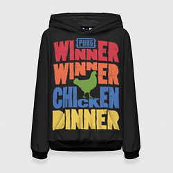 Толстовка-худи женская Winner Chicken Dinner, цвет: 3D-черный