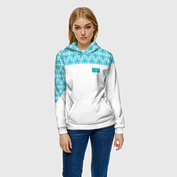 Толстовка-худи женская Казахстан Форма, цвет: 3D-белый — фото 2