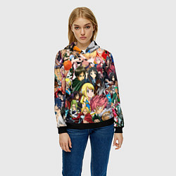 Толстовка-худи женская Аниме коллаж, цвет: 3D-черный — фото 2