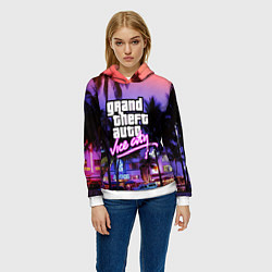 Толстовка-худи женская Grand Theft Auto Vice City, цвет: 3D-белый — фото 2