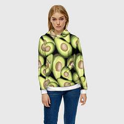 Толстовка-худи женская Avocado background, цвет: 3D-белый — фото 2