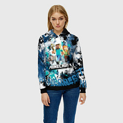 Толстовка-худи женская Minecraft Майнкрафт, цвет: 3D-черный — фото 2