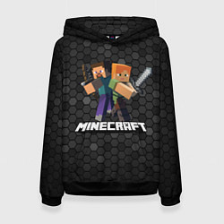 Толстовка-худи женская Minecraft Майнкрафт, цвет: 3D-черный