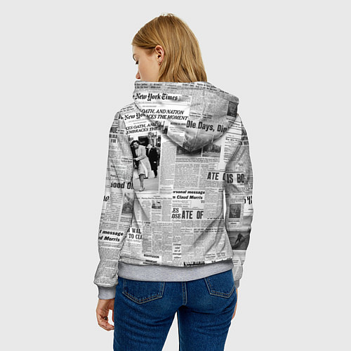 Женская толстовка Газета Newspaper / 3D-Меланж – фото 4