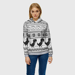 Толстовка-худи женская Свитер с T-rex'ами, цвет: 3D-меланж — фото 2