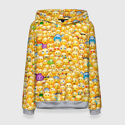 Толстовка-худи женская Смайлики Emoji, цвет: 3D-меланж