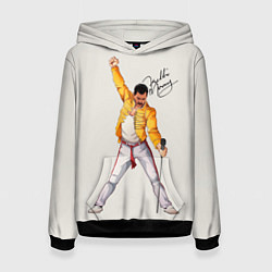 Толстовка-худи женская Фредди Меркьюри автограф, цвет: 3D-черный