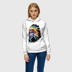 Толстовка-худи женская Индеец, цвет: 3D-белый — фото 2