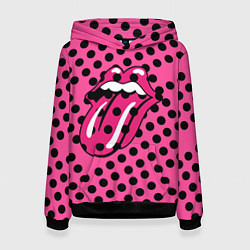 Толстовка-худи женская Rolling stones pink logo, цвет: 3D-черный