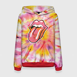 Толстовка-худи женская Rolling Stones tie-dye, цвет: 3D-красный