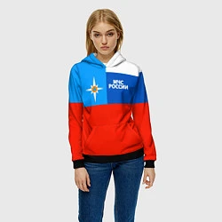 Толстовка-худи женская Флаг МЧС России, цвет: 3D-черный — фото 2