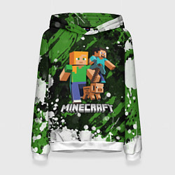 Толстовка-худи женская Minecraft Майнкрафт, цвет: 3D-белый