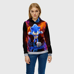 Толстовка-худи женская SONIC, цвет: 3D-меланж — фото 2
