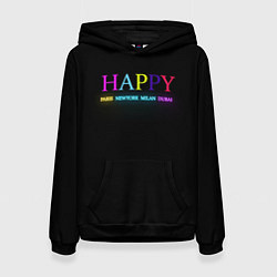 Толстовка-худи женская HAPPY, цвет: 3D-черный