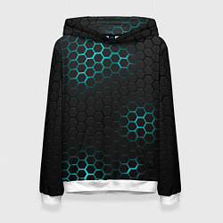 Толстовка-худи женская СТАЛЬНАЯ НЕОНОВАЯ БРОНЯ, цвет: 3D-белый