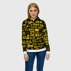 Толстовка-худи женская Логотипы рок групп GOLD, цвет: 3D-белый — фото 2