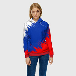 Толстовка-худи женская РОССИЯ ТРИКОЛОР, цвет: 3D-красный — фото 2