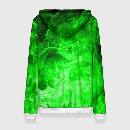 Женская толстовка ОГОНЬ GREEN NEON / 3D-Белый – фото 2