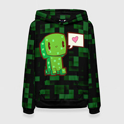 Толстовка-худи женская Minecraft Creeper, цвет: 3D-черный