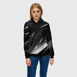 Толстовка-худи женская GEOMETRY STRIPES BLACK & WHITE, цвет: 3D-черный — фото 2