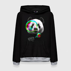 Толстовка-худи женская Панда и мыльный пузырь, цвет: 3D-меланж