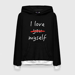 Толстовка-худи женская I Love myself, цвет: 3D-белый