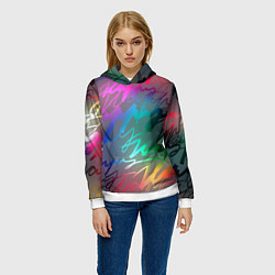 Толстовка-худи женская Узоры, цвет: 3D-белый — фото 2