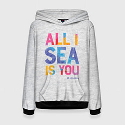 Толстовка-худи женская ALL I SEA IS YOU, цвет: 3D-черный