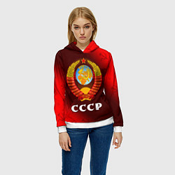 Толстовка-худи женская СССР USSR, цвет: 3D-белый — фото 2