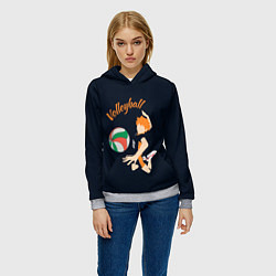 Толстовка-худи женская Волейбол, цвет: 3D-меланж — фото 2