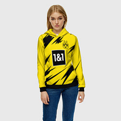 Толстовка-худи женская HAALAND Borussia Dortmund, цвет: 3D-черный — фото 2