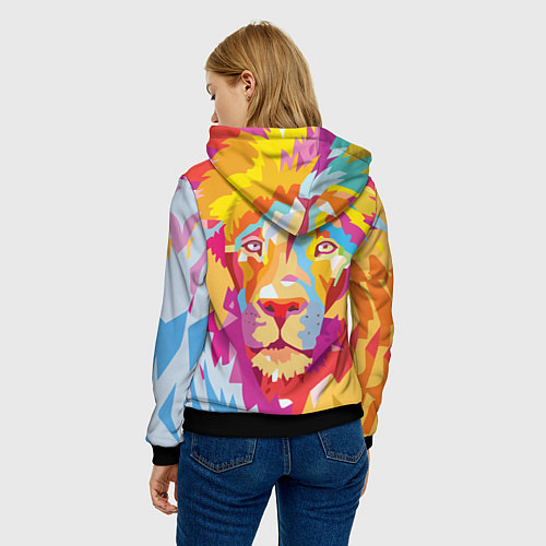 Женская толстовка Акварельный лев / 3D-Черный – фото 4