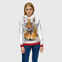 Толстовка-худи женская Tiger Art, цвет: 3D-красный — фото 2
