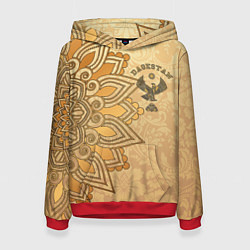 Толстовка-худи женская Дагестан в золоте, цвет: 3D-красный