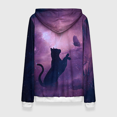 Женская толстовка Кошка играет с бабочкой / 3D-Белый – фото 2