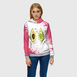 Толстовка-худи женская Авокадо, цвет: 3D-меланж — фото 2
