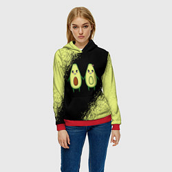 Толстовка-худи женская Авокадо, цвет: 3D-красный — фото 2